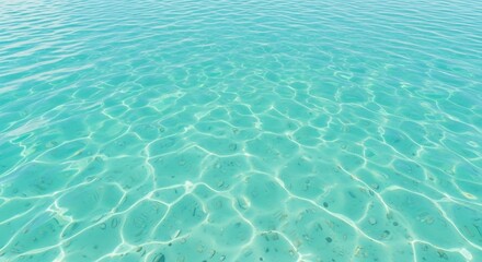 Crystal Clear Turquoise Water Surface with Sunlight Reflections.