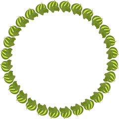 Watermelon round frame. Summer fruits template. Summer fruits template. Vector illustration picture