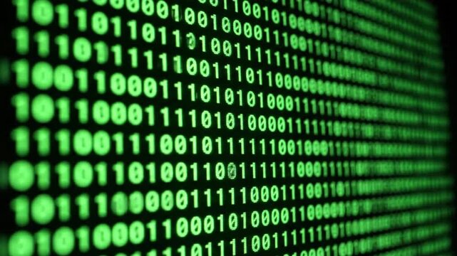 Binary Code Digital Numbers Background . Digits Moving, 3d Futuristic Digital Data Code Green Color. Abstract Background. Cyber 3d Rendering Technology. Running Numbers 4k Stock Video