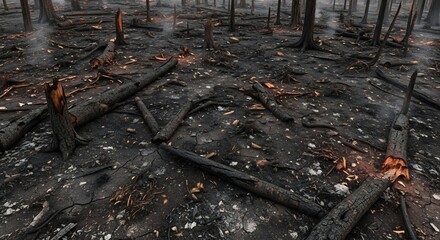 Devastated Forest Floor - A Scene of Destruction and Decay.
