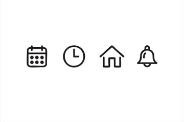 Clean digital interface icons for navigation, scheduling, and alert systems
