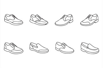 Line-style men’s shoe illustrations for ecommerce fashion listings and product catalogs