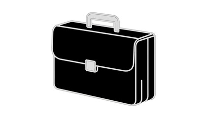 A sleek black briefcase with a light grey handle and clasp, depicted against a white background.