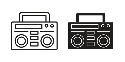 Boombox icons symbol, logo illustration. Vector graphics set © Hira