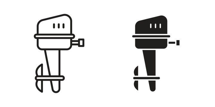 Boat Engine icons symbol, logo illustration. Vector graphics set