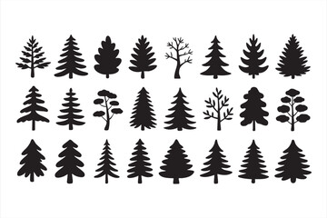 Fototapeta premium Black silhouette tree shapes for forest and landscape design