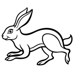 Hare Running Line Art Vector
