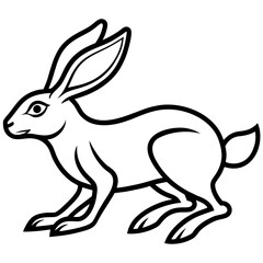 Hare Running Line Art Vector