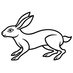 Hare Running Line Art Vector