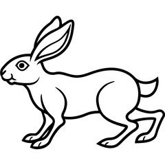Hare Running Line Art Vector