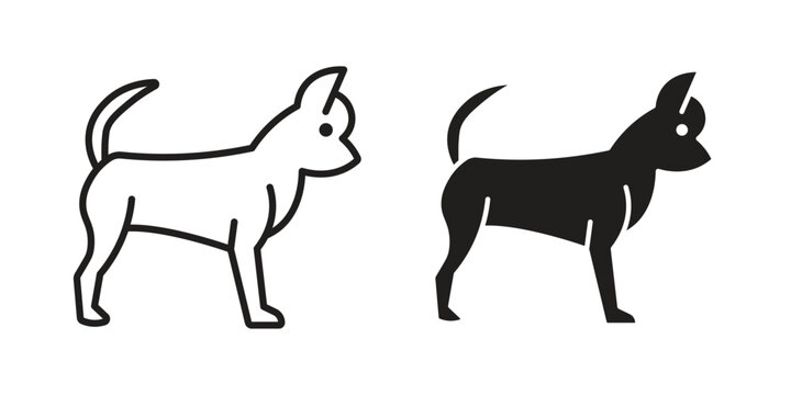 Chihuahua dog icons symbol, logo illustration. Vector graphics set