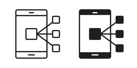 Content curation icons symbol, logo illustration. Vector graphics set
