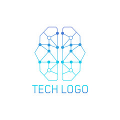 tech mind logo, brain tech logo, AI brain icon, neural network logo, artificial intelligence symbol, innovation technology, digital brain vector