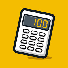 Isolated Calculator Machine Cartoon Illustration