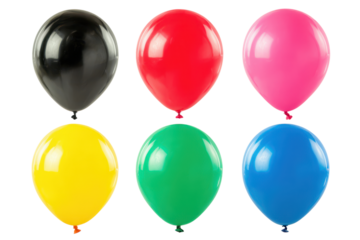 set of colorful balloons isolated on white or transparent png