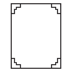 Fototapeta premium Square frame with stepped corners, abstract black line border, geometric design element