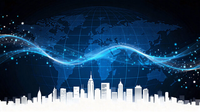 abstract background with blue lights - Powered by Adobe