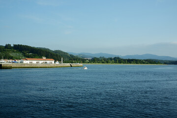 View of the Nalon River estuary on a sunny summer day