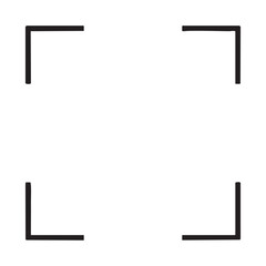 Obraz premium Minimalist focus or target frame in black lines on a white background, representing a camera