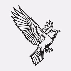 A flying bird line art design vector