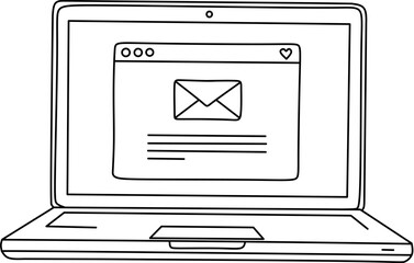 Laptop computer displaying love email message
