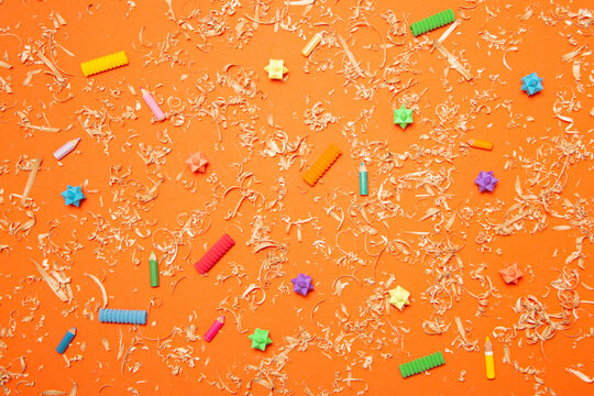 Children's, knitted, orange background