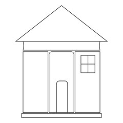 Simple black outline drawing of a classic house facade perfect for coloring or architectural design projects