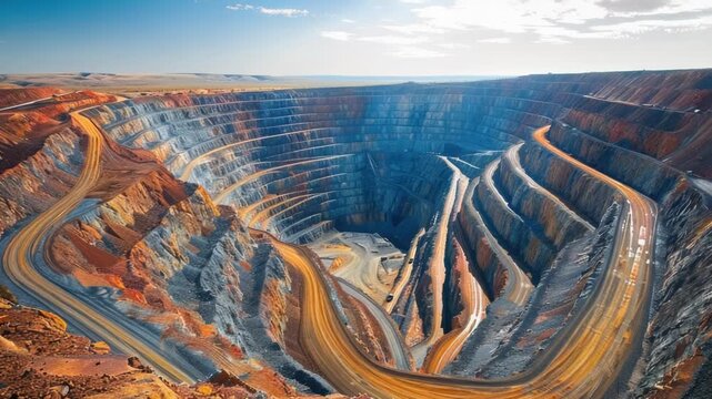 Video A large open pit filled with lots of dirt, perfect for construction or mining projects