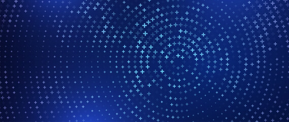 Medical Blue Plus Pattern Background. Healthcare Presentation Banner Backdrop. Modern Technology or Science Vector Illustration. 
