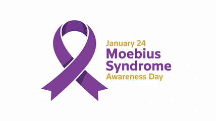 Purple ribbon symbolizing moebius syndrome awareness day on january 24