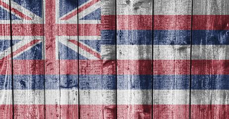 Fahne von Hawaii auf alter Holzwand