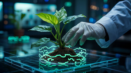Futuristic Plant Research in High-Tech Laboratory