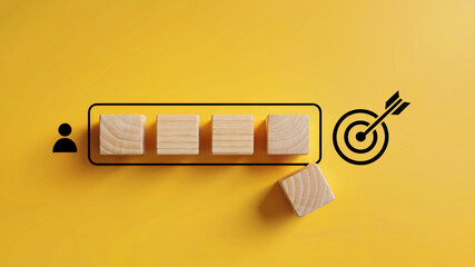 Progress Path Concept with Wooden Blocks and Target Goal