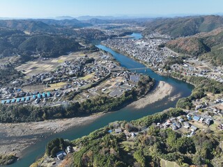 岐阜県八百津の紅葉 杉原千畝記念館付近のドローン撮影風景