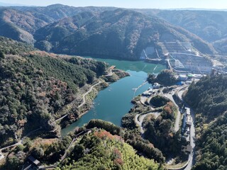 岐阜県八百津の紅葉 杉原千畝記念館付近のドローン撮影風景