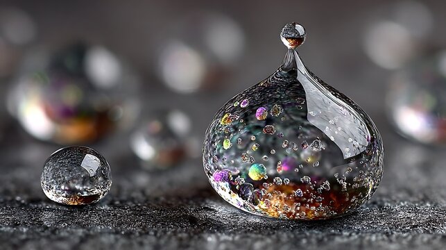 Macro large water droplets smooth metallic illustrator