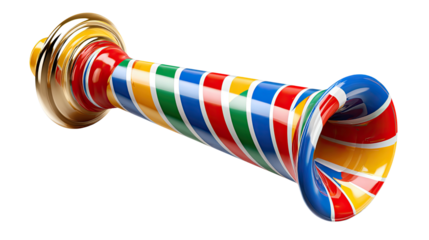 Colorful Horn Instrument: A whimsical horn instrument, with a blend of vibrant colors and elegant design, evoking joy and celebration.