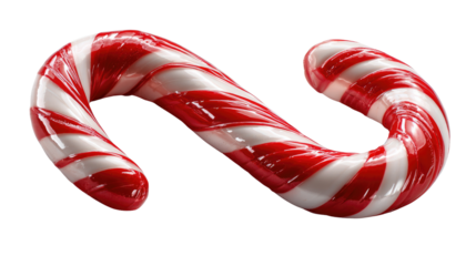 Candy Cane Delight: A vibrant candy cane, with its classic red and white stripes, stands as a sweet symbol of holiday cheer and festive treats.