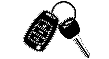 Car Key and Remote Fob Illustration for Automotive Use