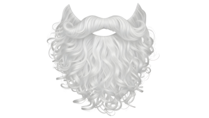 Curly white santa claus beard and mustache, isolated christmas costume accessory