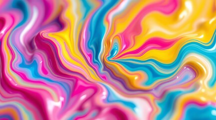 Vibrant psychedelic background with swirling patterns of pink blue yellow and orange hues creating a mesmerizing abstract design