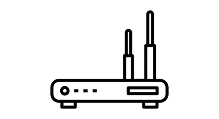 Wireless router icon with antennas a simple line art symbol for network connectivity and internet access isolated on white background