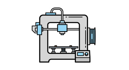 3D printer machine a modern technology illustration for additive manufacturing concept of innovation and creation isolated on white background