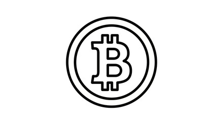 Bitcoin cryptocurrency coin icon simple outline symbol for digital finance and blockchain technology isolated on white background