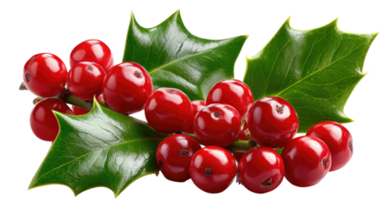 Festive Holly Sprig: A vibrant sprig of holly berries with lush green leaves, a classic symbol of holiday cheer and festive decorations.