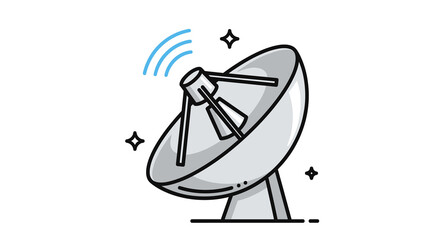 Satellite dish icon flat vector illustration representing communication and technology perfect for web design and app interfaces