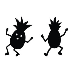 Cartoon pineapple dancing silhouette