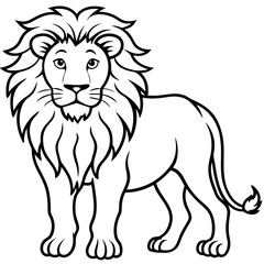 Majestic Lion Line Art Vector