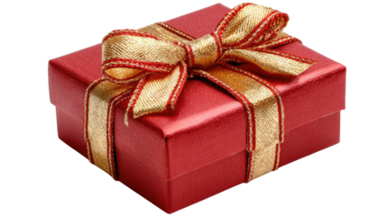 Festive Gift Box: A meticulously wrapped present, adorned with a lustrous red hue and tied with a ribbon. It emanates a sense of anticipation and delight, ready to be unveiled.