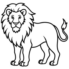 Majestic Lion Line Art Vector